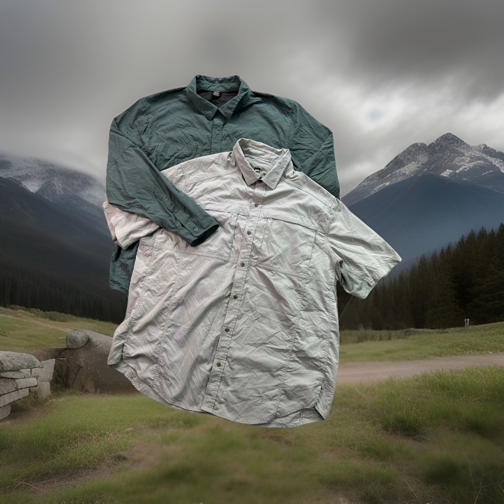 Rei Co-OP & Tech Shirt Men XXL Hiking Utility Vented Button Up Long/Short Sleeve